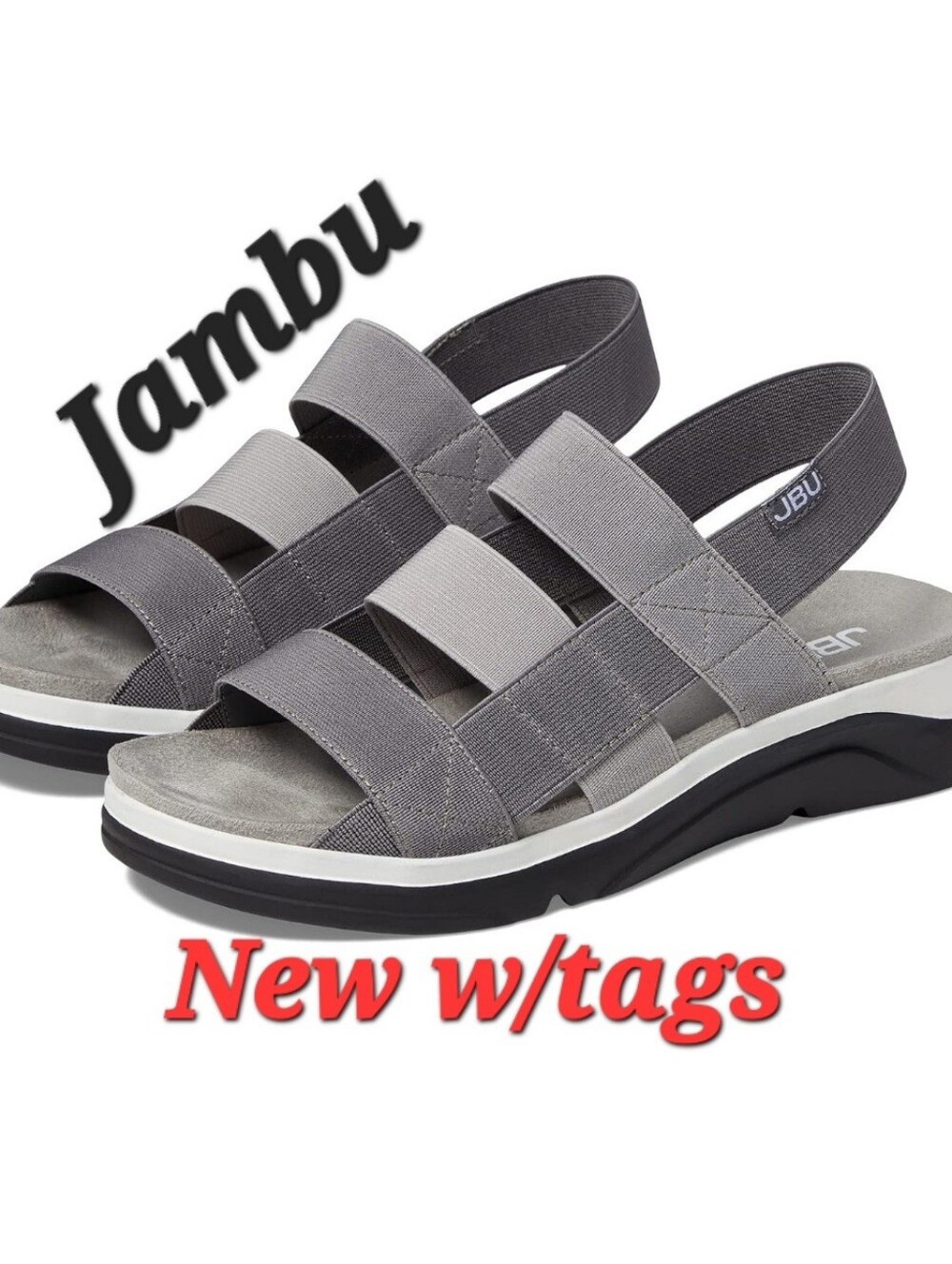 JAMBU JBU Womens Light Gray NEW!! Multi-Strap Slingback Sandal
